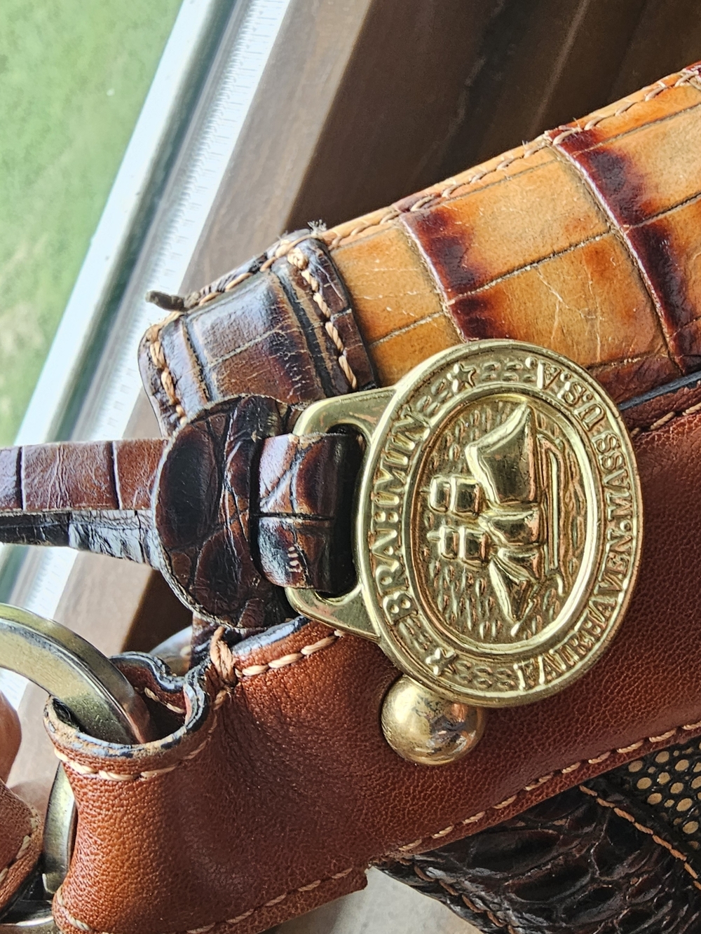 Brahmin Brown Croc-Embossed Leather Shoulder Bag - Picture 9 of 9
